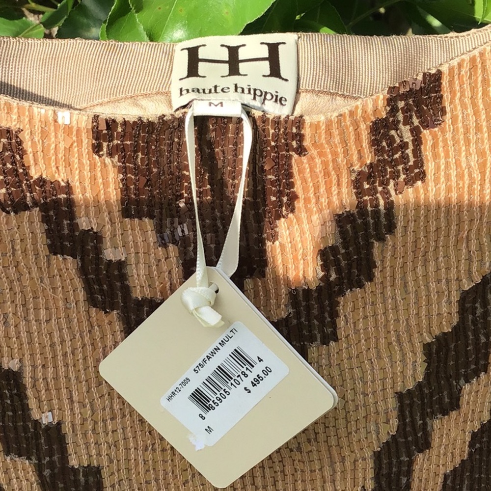 Haute Hippie Sequin Pencil Mini Skirt in Gold and Brown - Picture 5 of 16